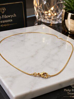 CH-03--18K Gold Plated Box Chain Necklace 18"